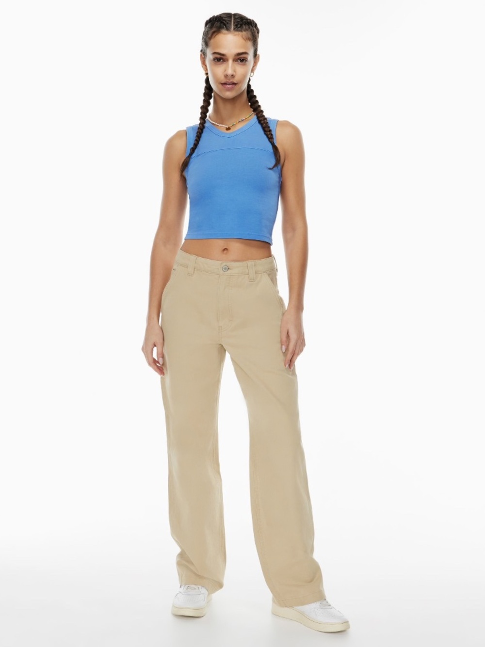Aritzia TNA Greenwich Pant Tan Khaki High Waisted Carpenter Twill 4 Streatwear